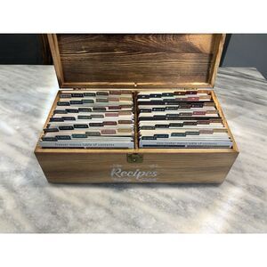 Wooden Recipe Box with Cards